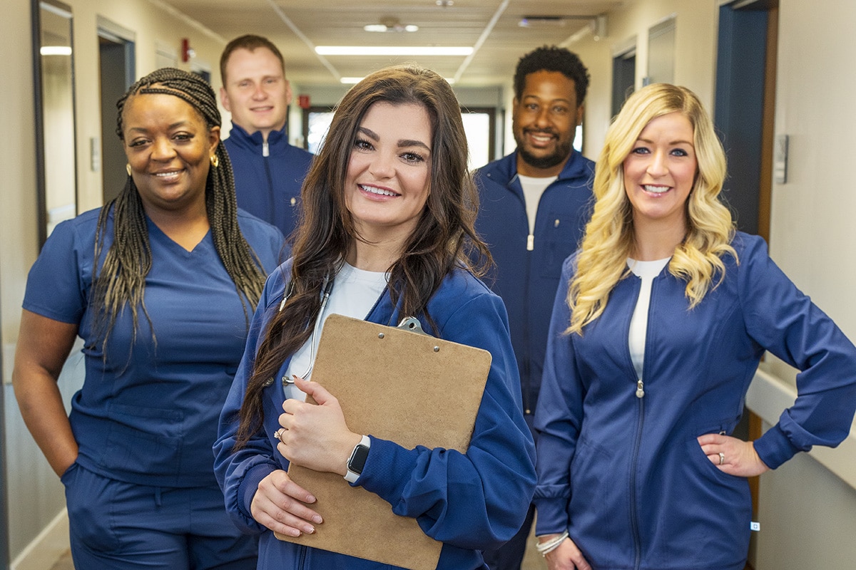 Nurses in the hallway at Norwood Towers